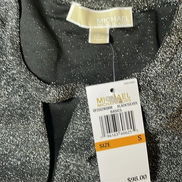Michael by Michael Kors black and silver metallic sparkle top sz S - Picture 3 of 5